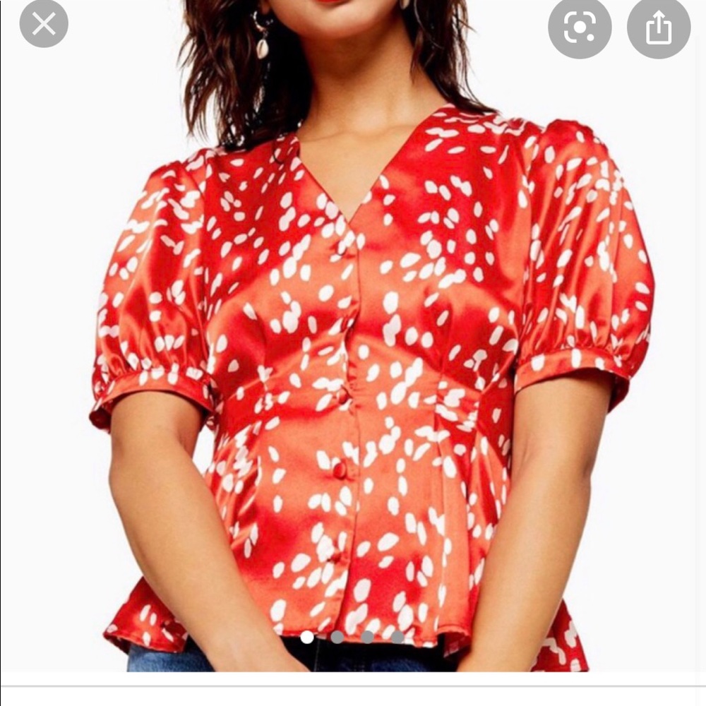 Topshop Red and White Satin top